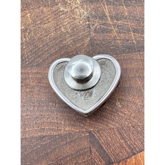 Swarovski Swan Signed Red White Blue Crystal Heart Pin Patriotic Silver Plate - Picture 6 of 9